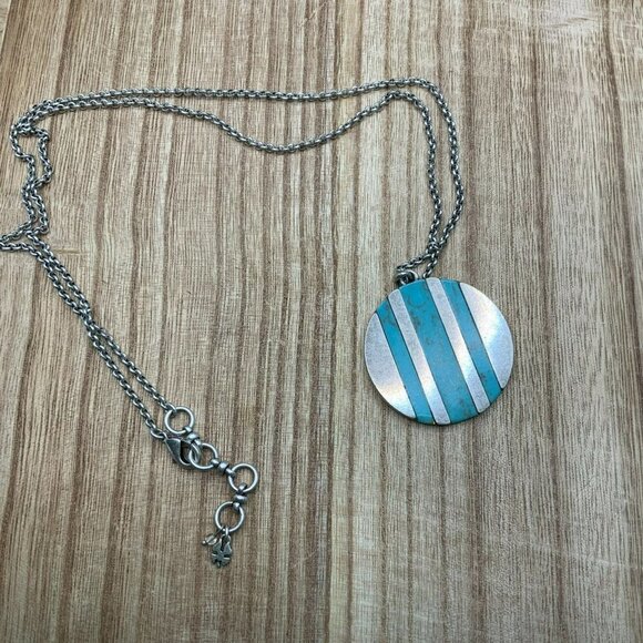 LUCKY BRAND Faux Turquoise Silver Tone Charm Necklace - Picture 1 of 5